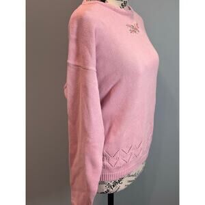 Vintage GAP Pink Cotton Sweater Women’s Medium Floral Embroidery & Eyelet Knit